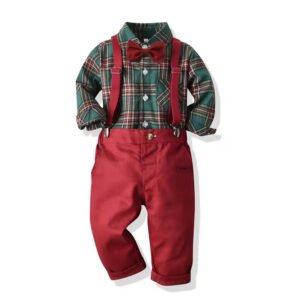 Long Sleeved Plaid Shirt Suit