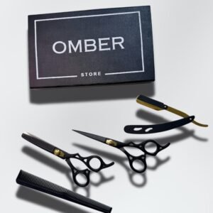 Matte Black & Gold Barber Scissors Set